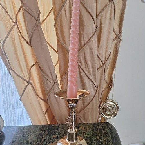 Metal Gold Plated Candleholder 24k with Flower Design and Crystals like new