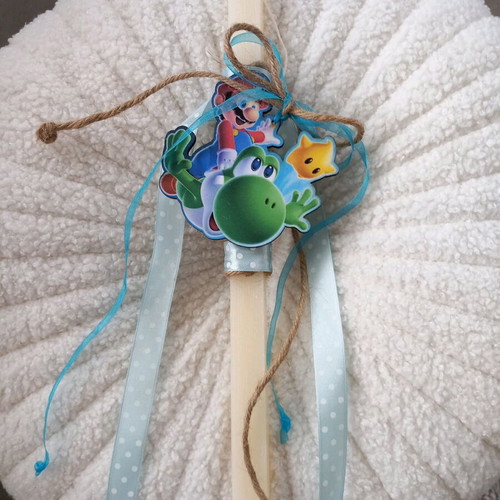 Super Mario & Yoshi Easter Candle for Kids new, handmade