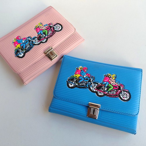 Greek-made school folder pencil cases, 1980s, two colors