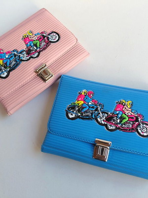 Greek-made school folder pencil cases, 1980s, two colors
