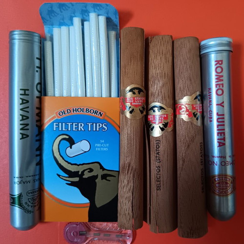 Lot of 7 used collectible cigar and tobacco packages, empty