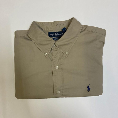 Ralph Lauren Oxford Long Shirt XXL, brown with dark blue pony
