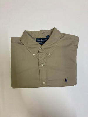Ralph Lauren Oxford Long Shirt XXL, brown with dark blue pony