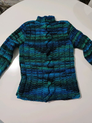Handmade sweater new, size M, blue and green