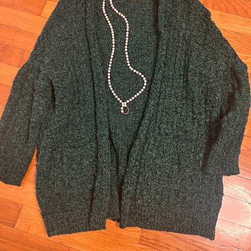 Attrattivo cardigan new, green with soft chenille texture, no small
