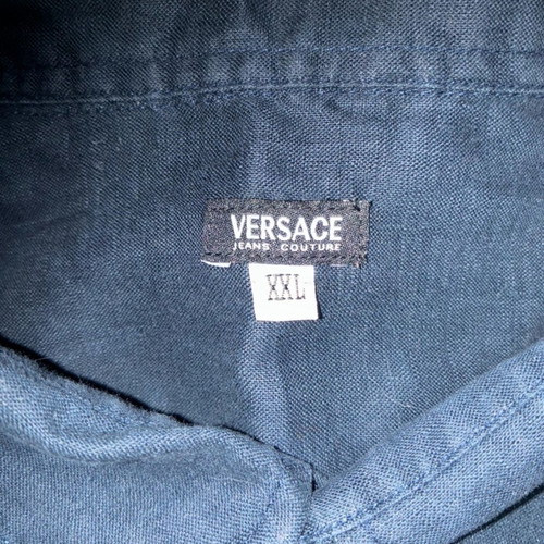 Versace linen shirt very dark blue XXL like new