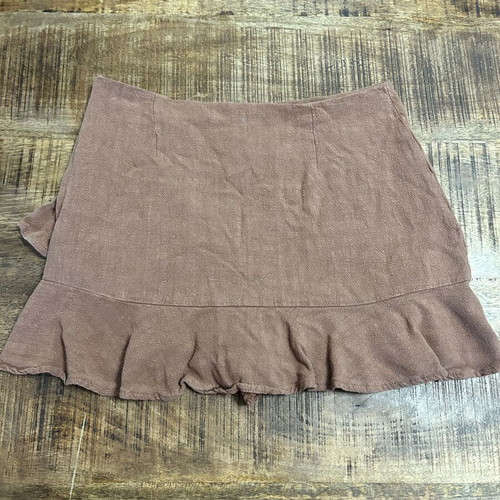 Stradivarius brown ruffle skort, size 38