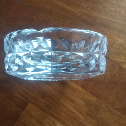 Two Kosta Boda crystal ashtrays new with stamp and numbering