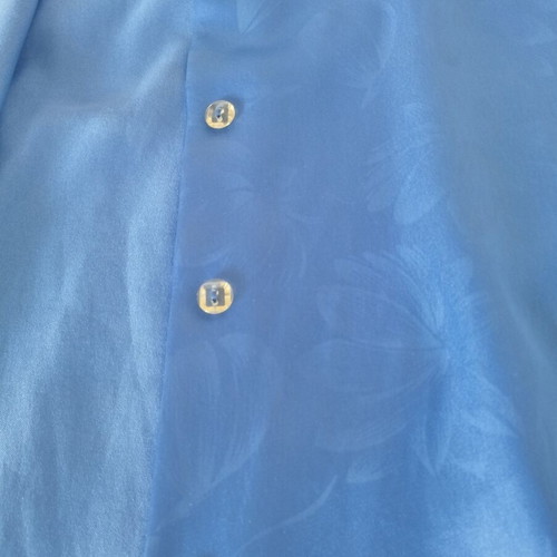 Vintage Satin Shirt electric blue jacquard paisley small medium like new