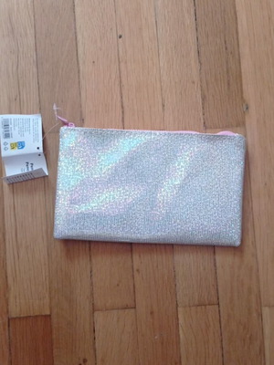 Toiletry bag with iridescent finish