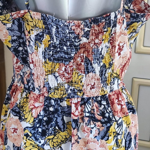 Floral cotton-linen dress L-XL like new, multicolor