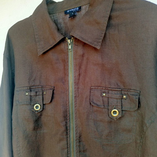 Oviesse Young linen shirt, size XL 42 14, brown
