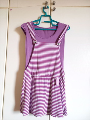 Long purple salopette shirt like new