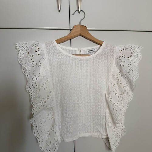 Crop top with lace and various designs Pink Woman like new, white, XS
