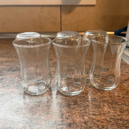 Turkish tea glasses new, set of 6, 8cm height