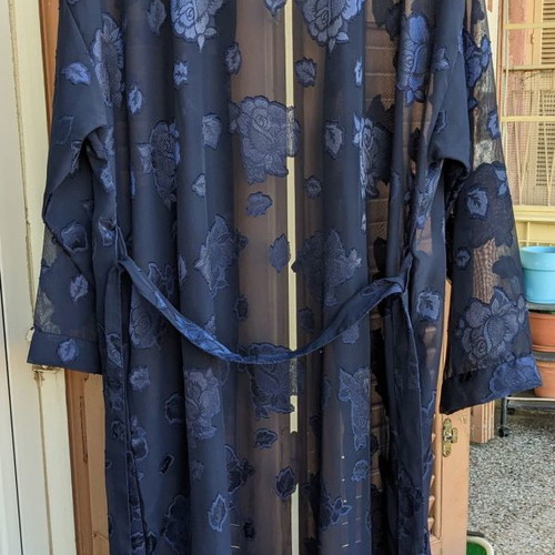 Jean Marie kimono used blue transparent with rose pattern