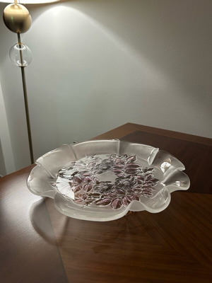 Vintage crystal platter with flowers like new