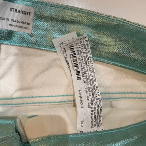 Bershka metallic blue turquoise pants like new, size 38