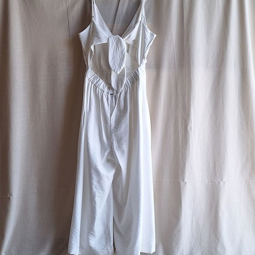 BSB White Medium Summer Jumpsuit Culotte with Cut-out Back