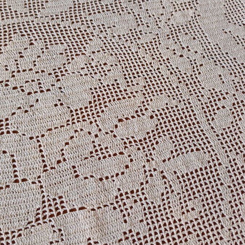 Handmade knitted beige motif new, 54×72.5 cm