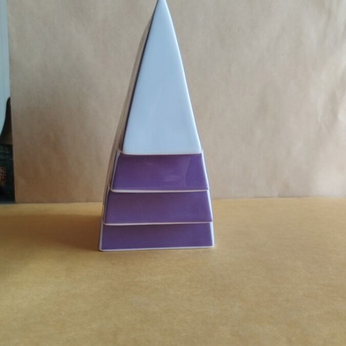 Porcelain vase with unique geometric shapes and colors, new