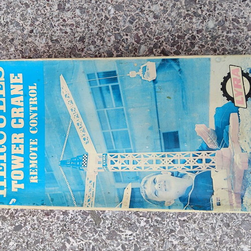 Lyra Hercules Tower Crane vintage toy used, Greek made 70s-80s