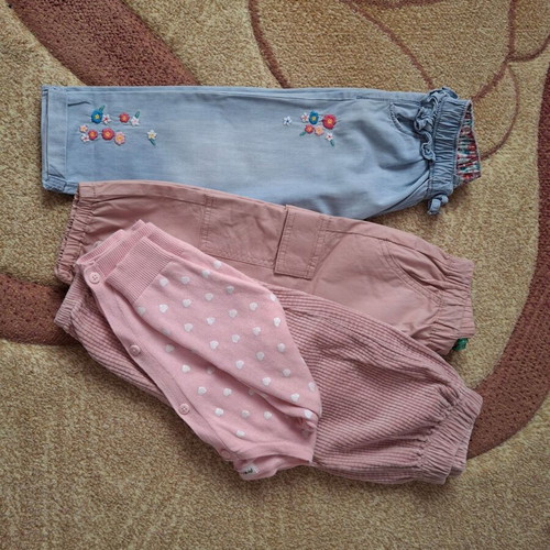 Clothes for 2-year-old girl like new, pack of 3 pants and cardigan