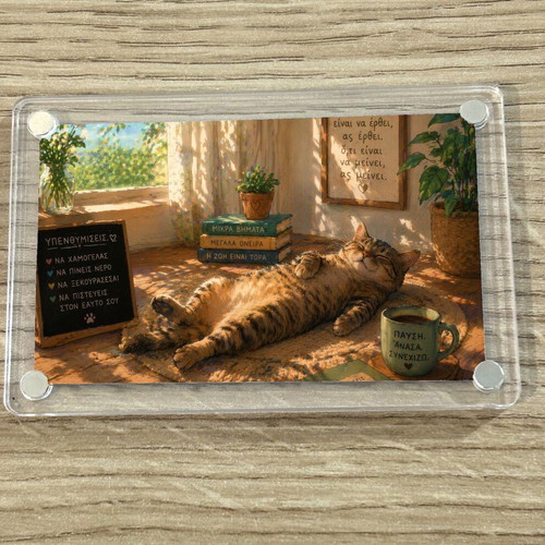 Acrylic fridge magnet "Relaxation Reminders" Cozy Cat new