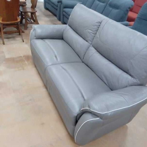 Gray leather three-seater sofa new
