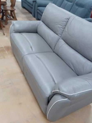 Gray leather three-seater sofa new