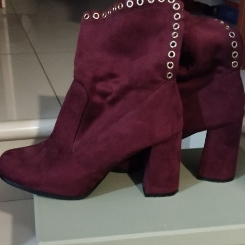 Burgundy suede women's ankle boots size 39