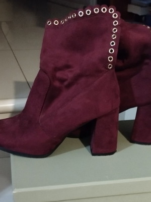 Burgundy suede women's ankle boots size 39