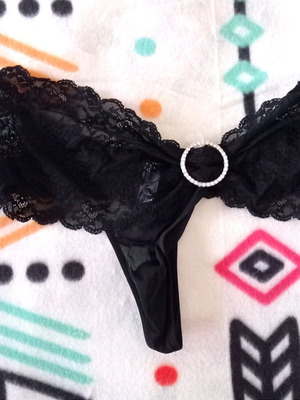 Lace thong slip new with diamond detail, size L/XL