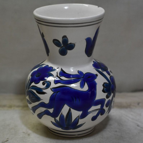 Handmade ceramic vase from Rhodes used with blue decoration