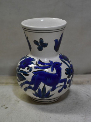 Handmade ceramic vase from Rhodes used with blue decoration