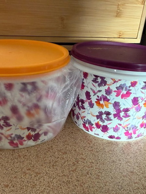 Tupperware containers 1.1L with floral design, new