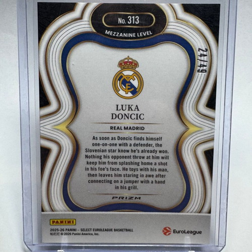2025-26 Panini Select EuroLeague Luka Doncic White Cracked Ice card #313
