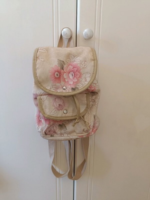 Floral women's backpack like new, beige and pink
