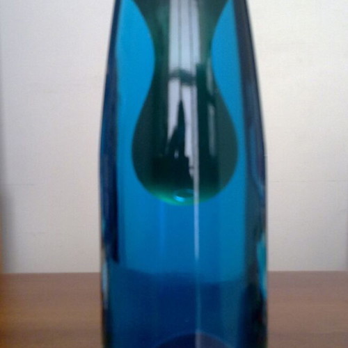 Φωτιστικό Lava lamp μπλε με κίτρινο-πράσινο κερί, σαν καινούργιο