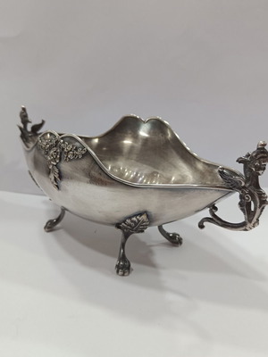 Vintage Soviet Silver-Plated Coupe Navette by Moscow Jewelry Factory 1971