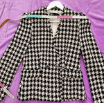 Zara σακάκι tweed με houndstooth μοτίβο, αφορετο, μέγεθος S