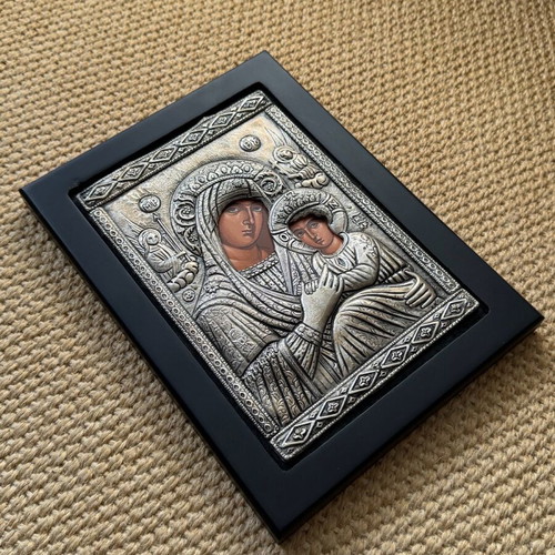 Silver icon of Virgin Mary with Jesus new, 950 silver