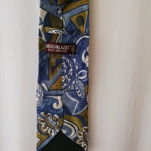 Diego Palazzo silk tie like new, blue multicolor