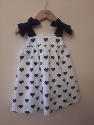 Lapin baby dress like new, white with blue hearts