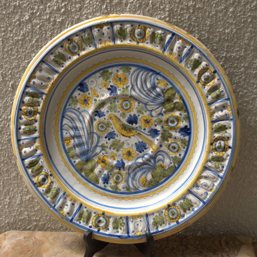 Μεγάλο Ιταλικό Πιάτο Maiolica μεταχειρισμένο, Σχολή Πάβιας 17ος-18ος αιώνας