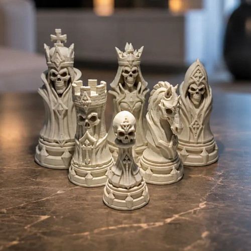 Chess skeleton pieces white and black new