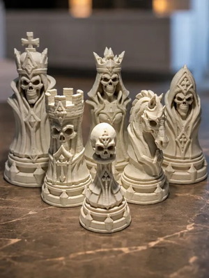 Chess skeleton pieces white and black new