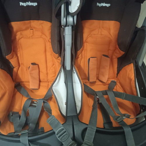Peg Perego Aria twin stroller used, orange color
