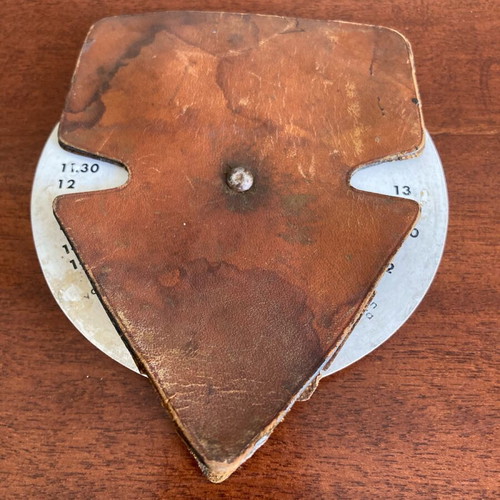 Vintage collectible parking disc used, cardboard and leather