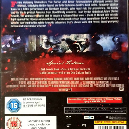 Abraham Lincoln Vampire Hunter DVD used, fantasy horror adventure, English subtitles
